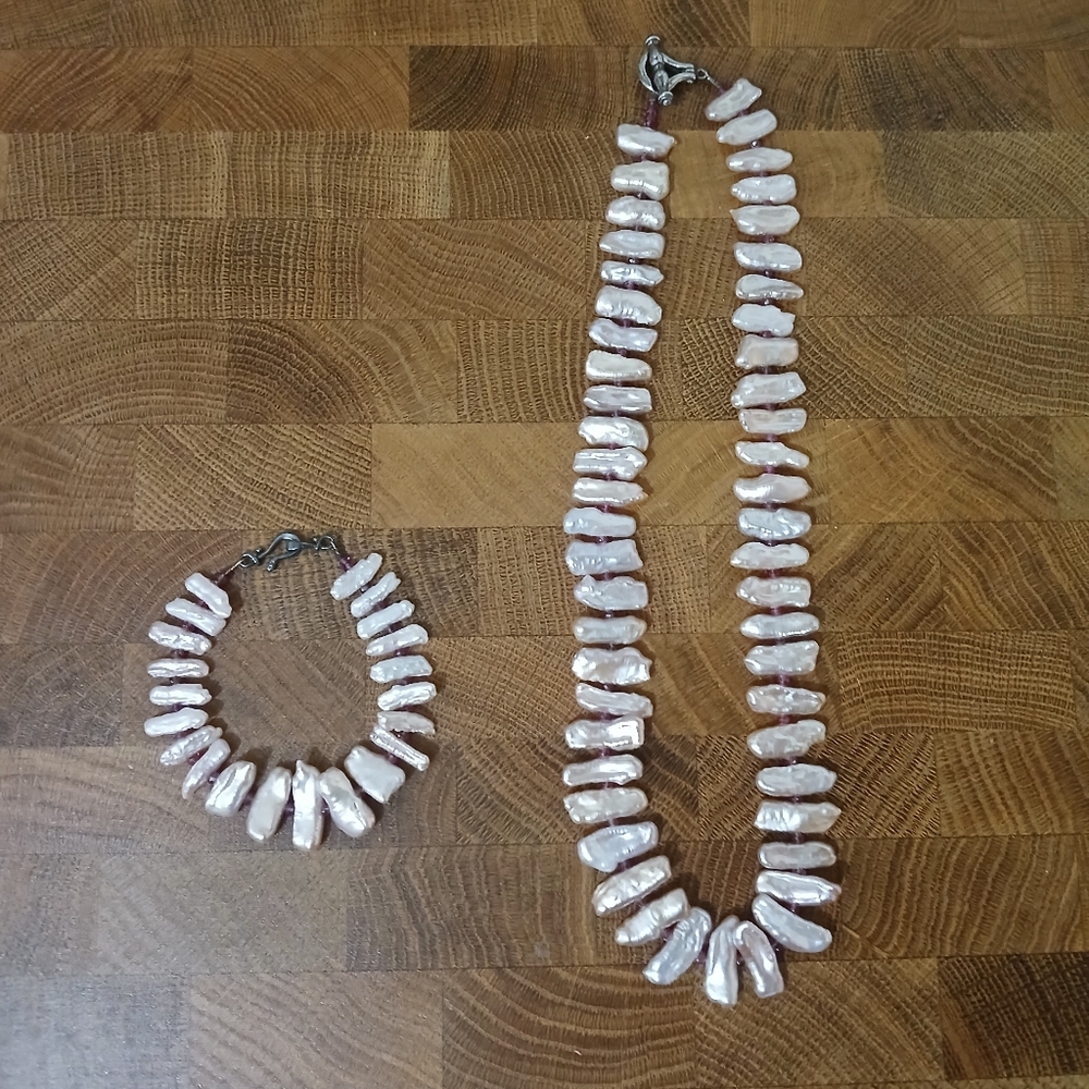 Biwa Pearl Neclace & Bracelet